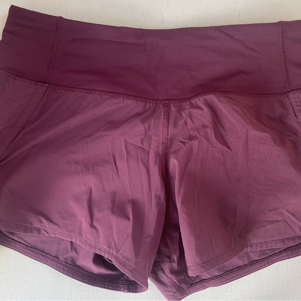 Lululemon Purple Speed Up Shorts Low Rise Size 4